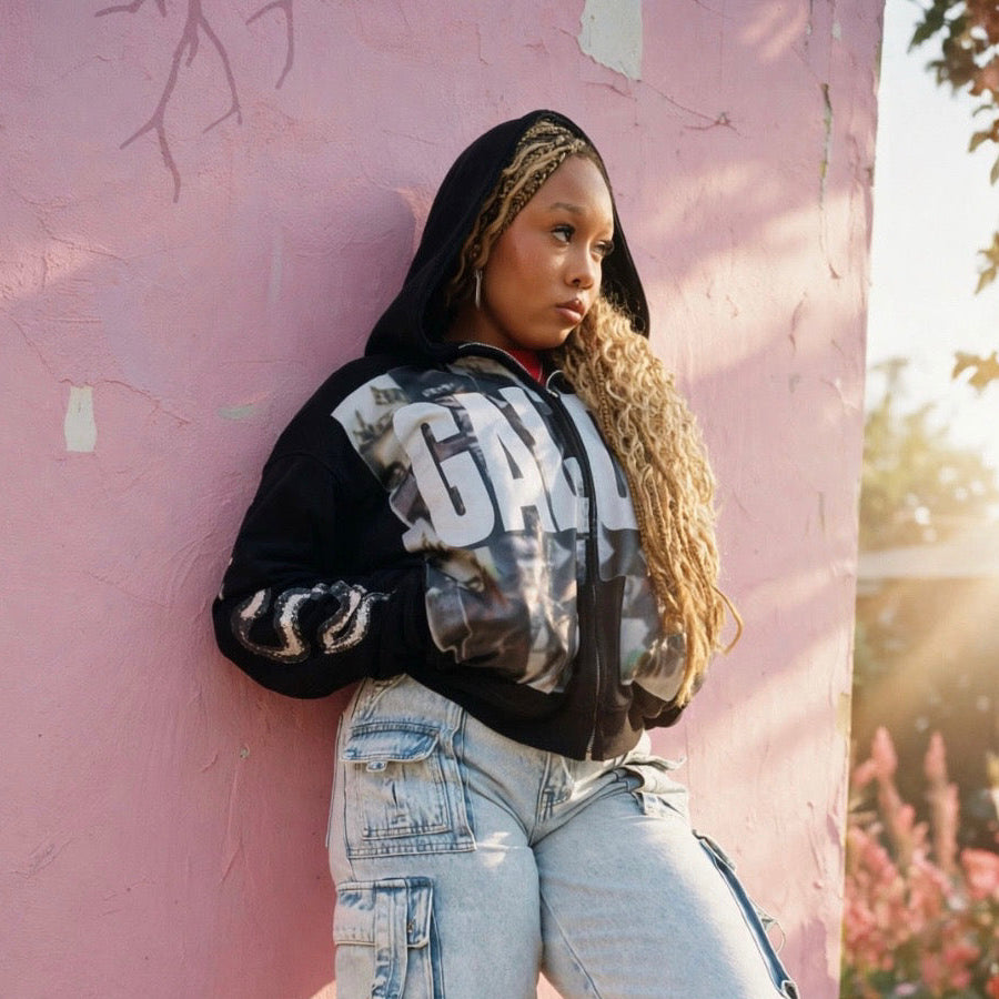 GALORE “𝙄 𝘼𝙈 𝘼𝘽𝙐𝙉𝘿𝘼𝙉𝘾𝙀” Black Hoodie