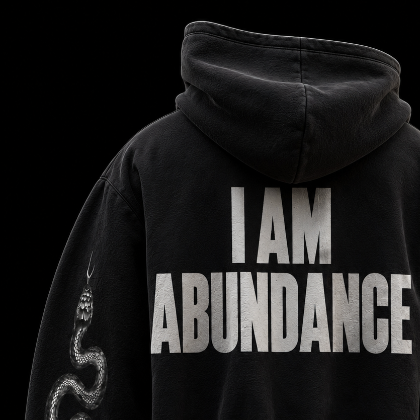 GALORE “𝙄 𝘼𝙈 𝘼𝘽𝙐𝙉𝘿𝘼𝙉𝘾𝙀” Black Hoodie